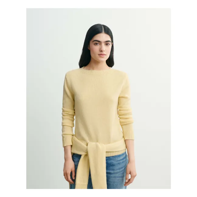 Rundhals-Pullover 4 Threads Cashmere G58023 | Blasses Gelb