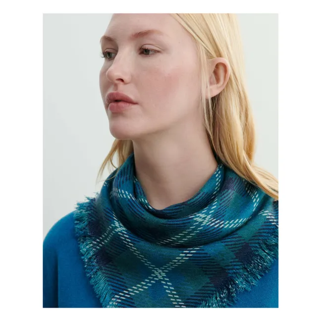 Echarpe Mini Carré Tartan Cachemire | Vert Cèdre