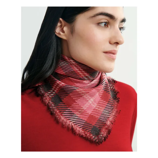 Echarpe Mini Carré Tartan Cachemire | Rouge