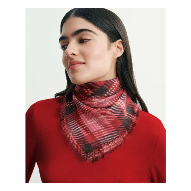 Echarpe Mini Carré Tartan Cachemire | Rouge