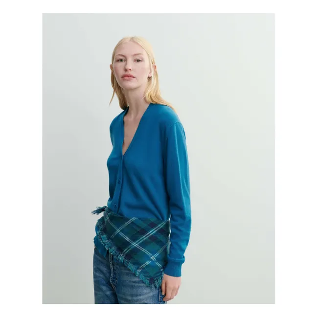 Echarpe Mini Carré Tartan Cachemire | Vert Cèdre