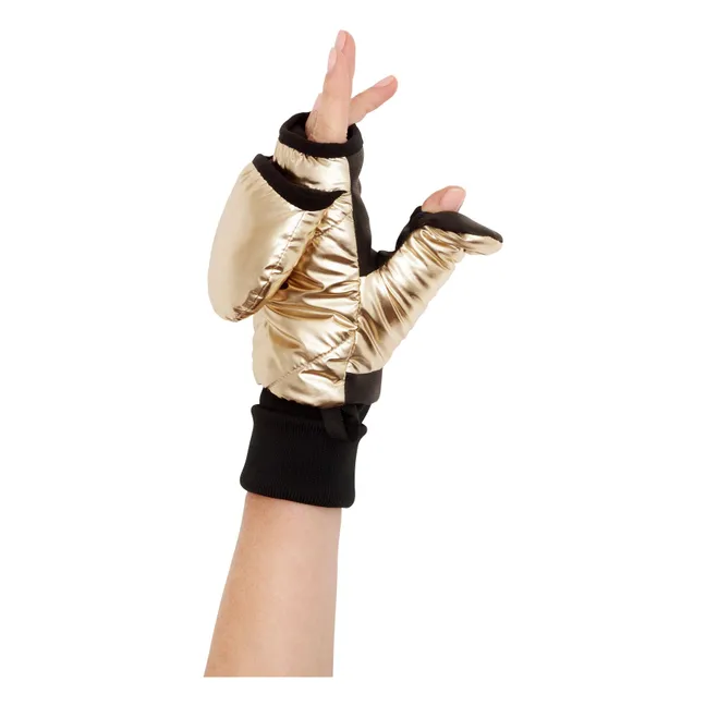 Convertible Metallic Mittens | Gold