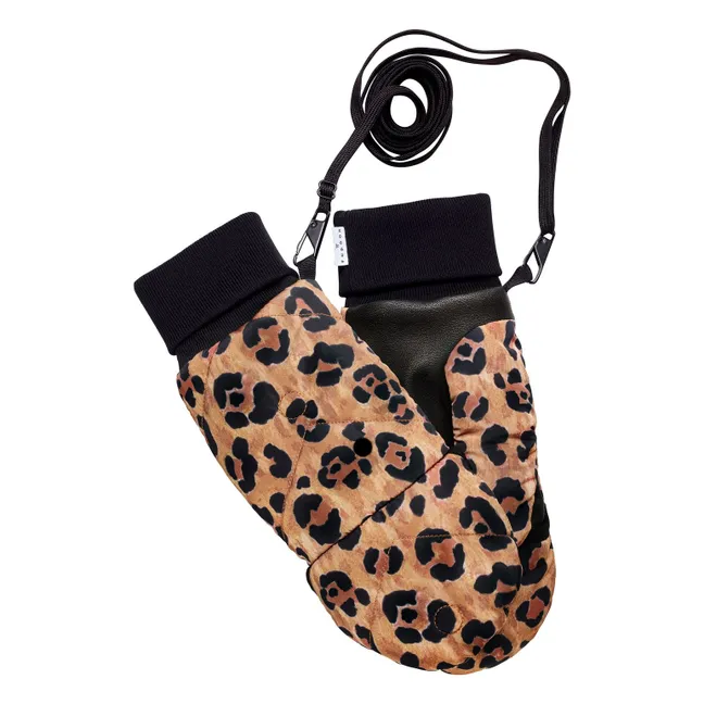 Manoplas convertibles de leopardo | Camel