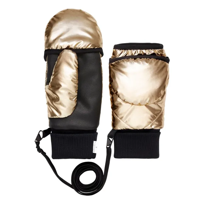 Convertible Metallic Mittens | Gold