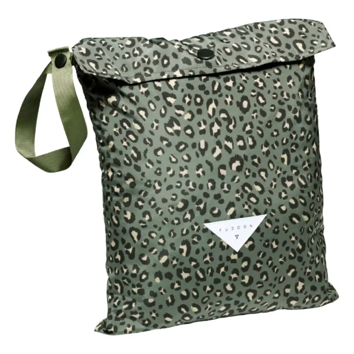 Capuche Doudoune Réversible Léopard | Vert kaki- Image produit n°4