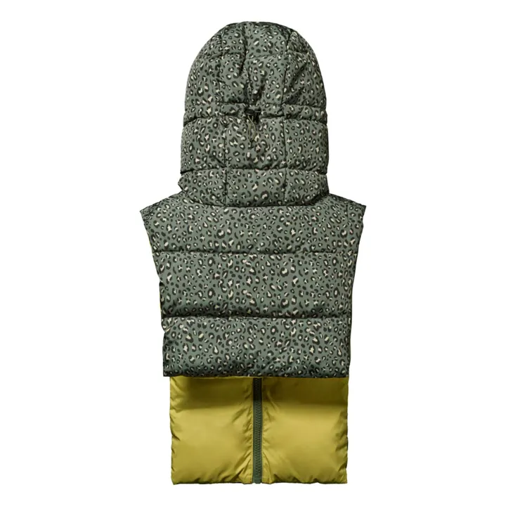Capuche Doudoune Réversible Léopard | Vert kaki- Image produit n°2