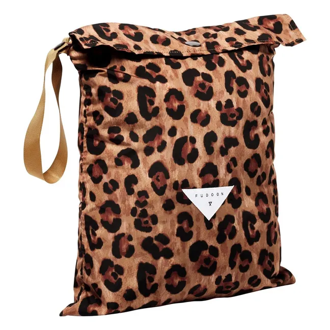 Sudadera con capucha Doudoune reversible de leopardo | Camel