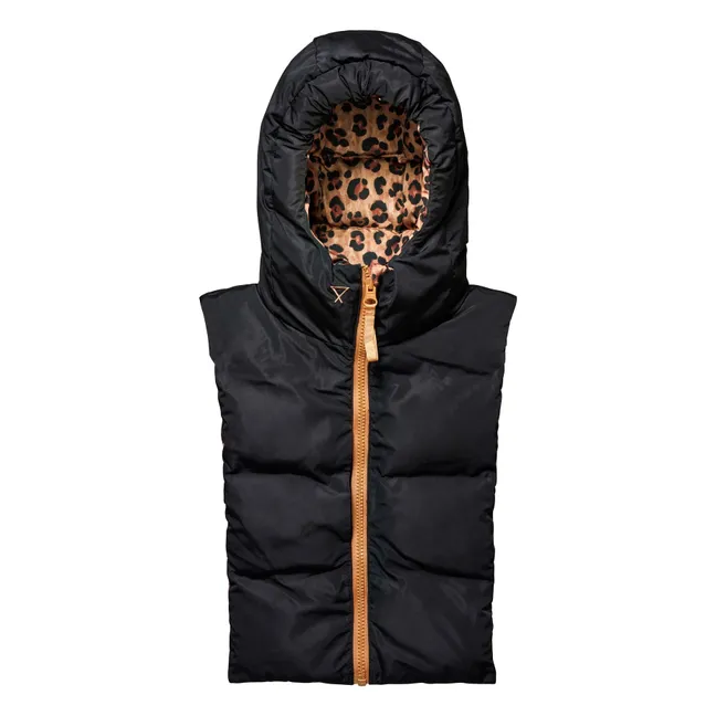Sudadera con capucha Doudoune reversible de leopardo | Camel