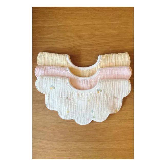 Bavaglini con petali di margherite in cotone biologico - Set di 3 pezzi