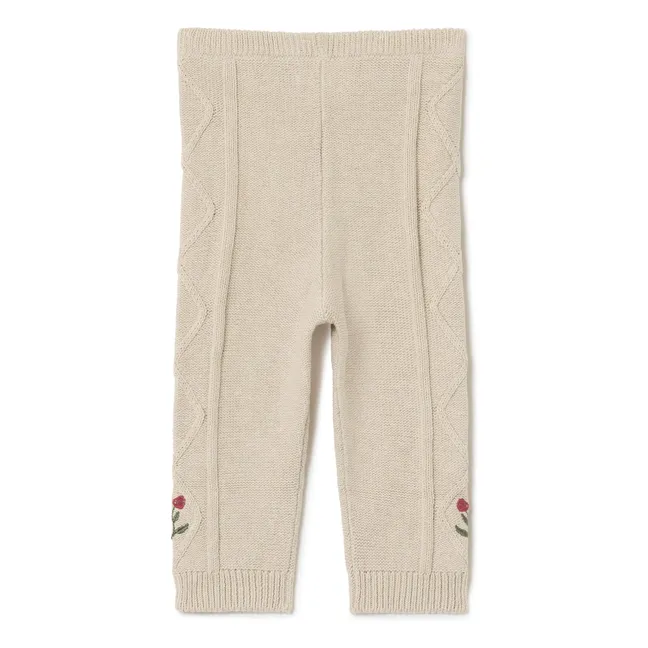 Pantalones de malla bordados | Beige