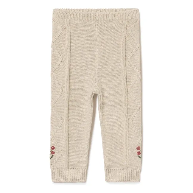 Pantalon Brodé Maille | Beige