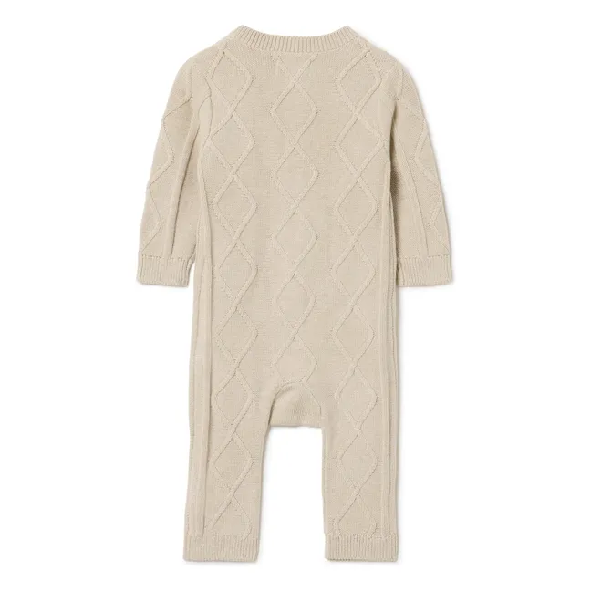 Mesh Embroidered Jumpsuit | Beige