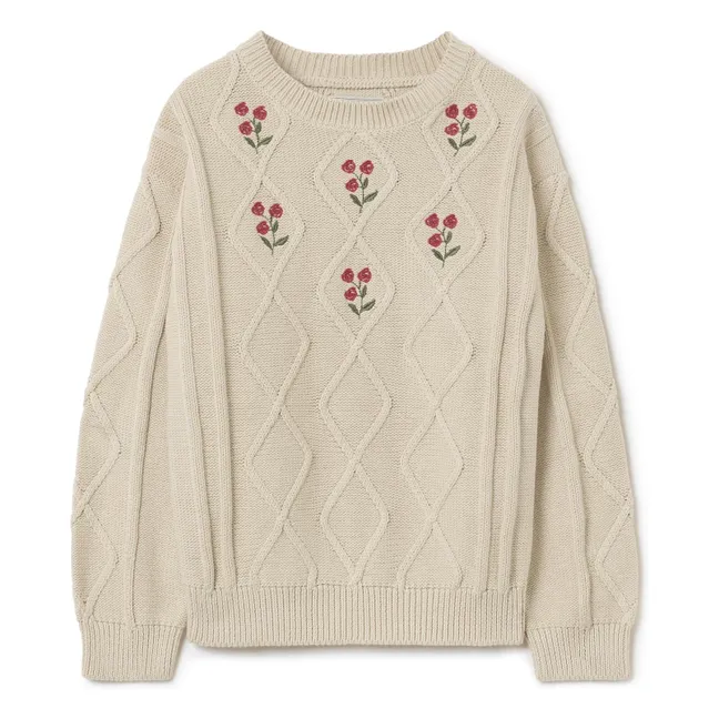 Mini jersey de punto bordado | Beige