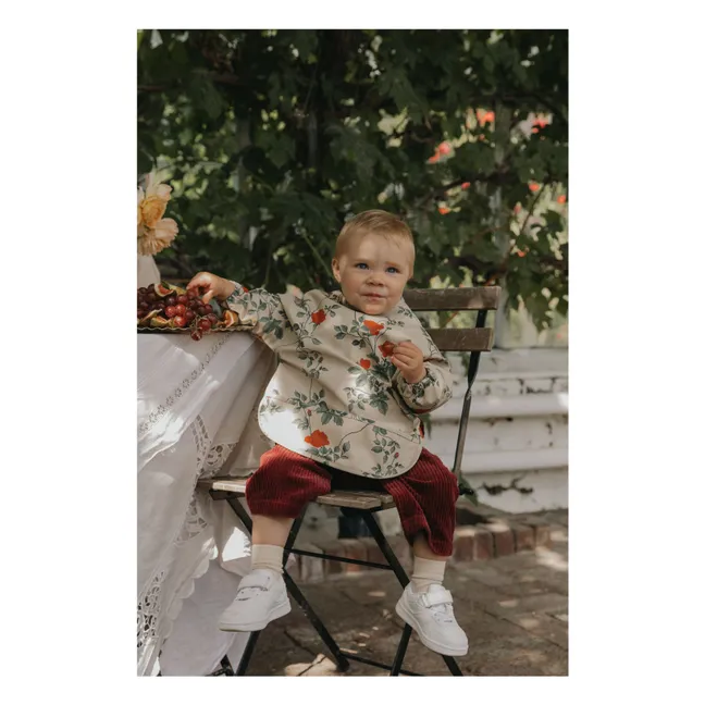 Pink Long Sleeve Bib | Ecru