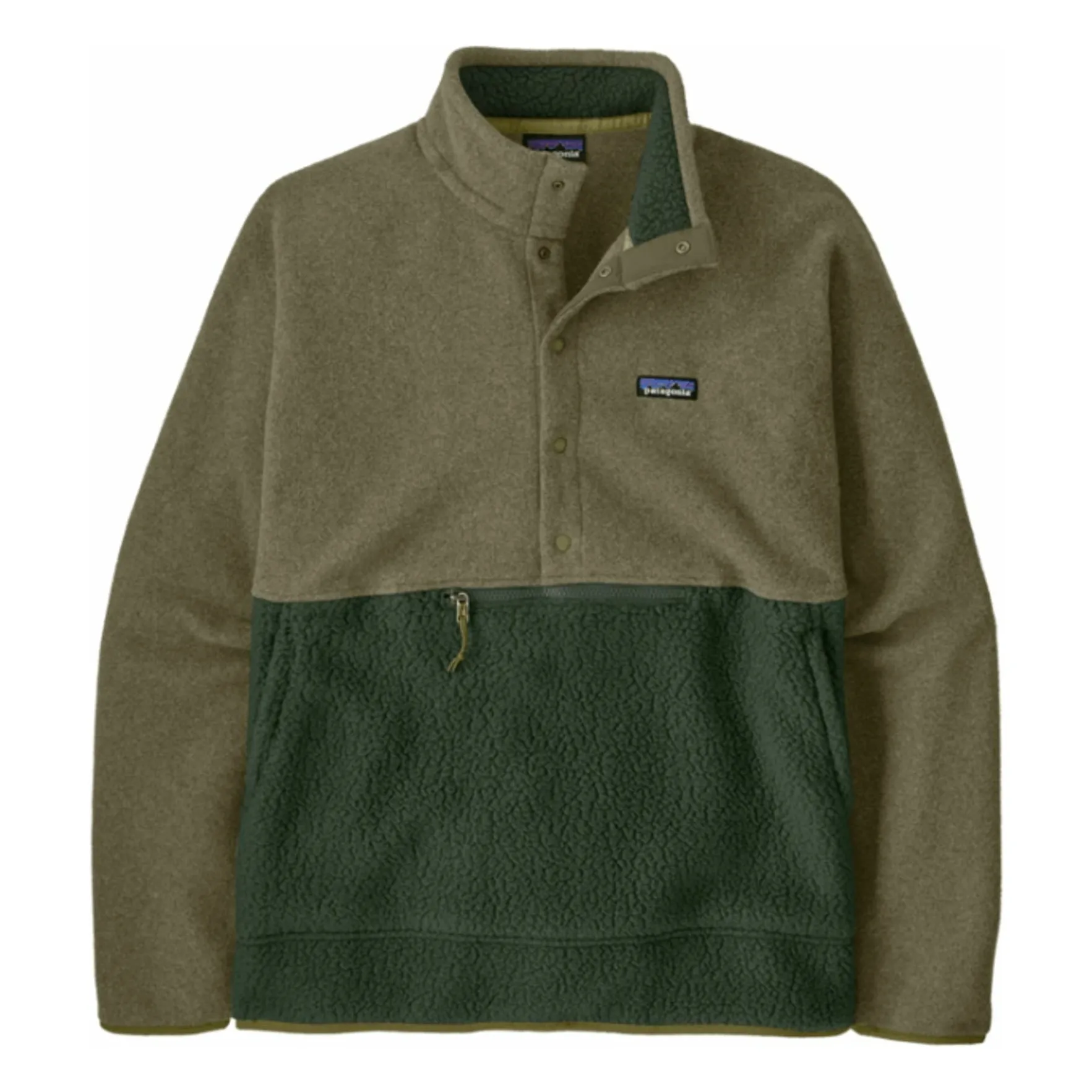Patagonia Khaki Retro Pile Fleece 1/2 Snap Recycled Fibers