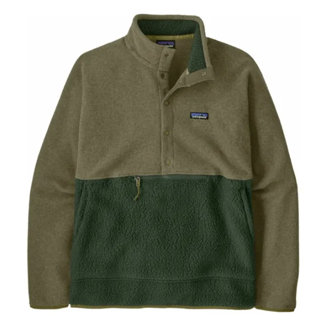 Polaire Retro Pile 1/2 Snap Fibres Recyclées | Vert kaki