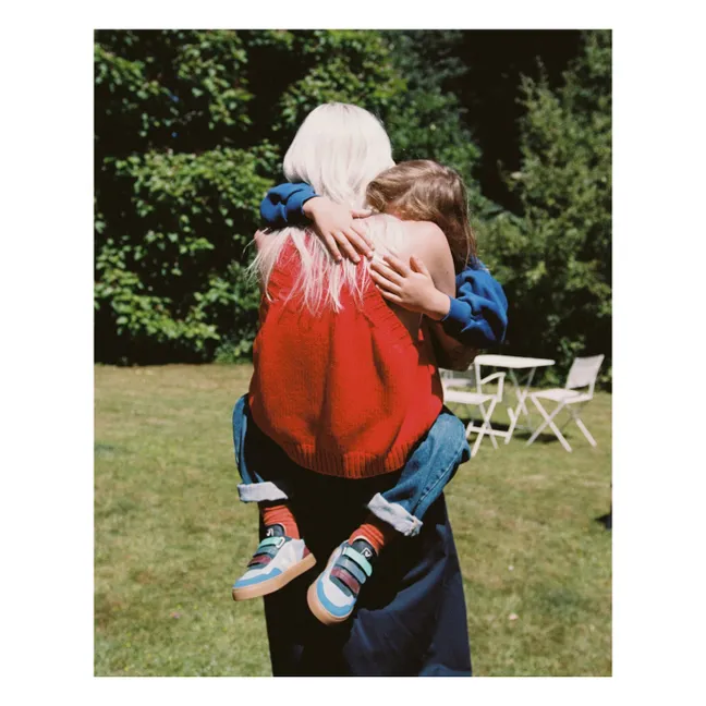 Collaboration Veja x Milk - Baskets Scratchs V-90 Cuir O.T. | Bleu ciel