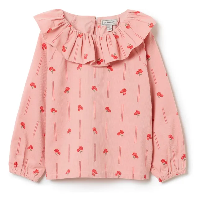 Peony Bluse aus geripptem Velours | Rosa