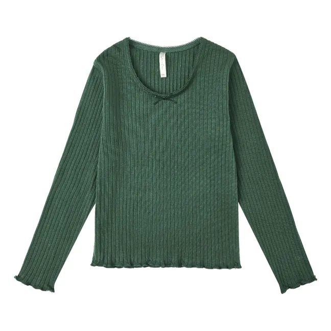 Mini ribbed T-shirt | Green