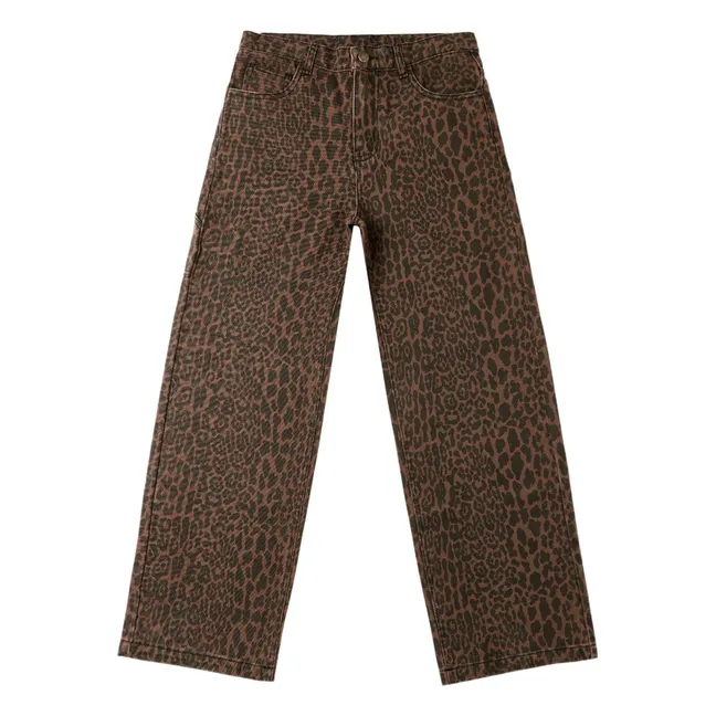 Pantalones anchos de leopardo | Marrón