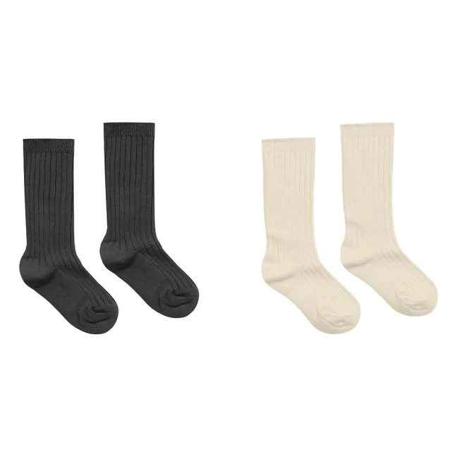 Lot de 2 Paires de Chaussettes Côtelé | Noir