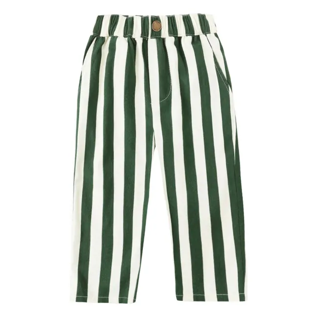 Pantalones anchos a rayas | Verde