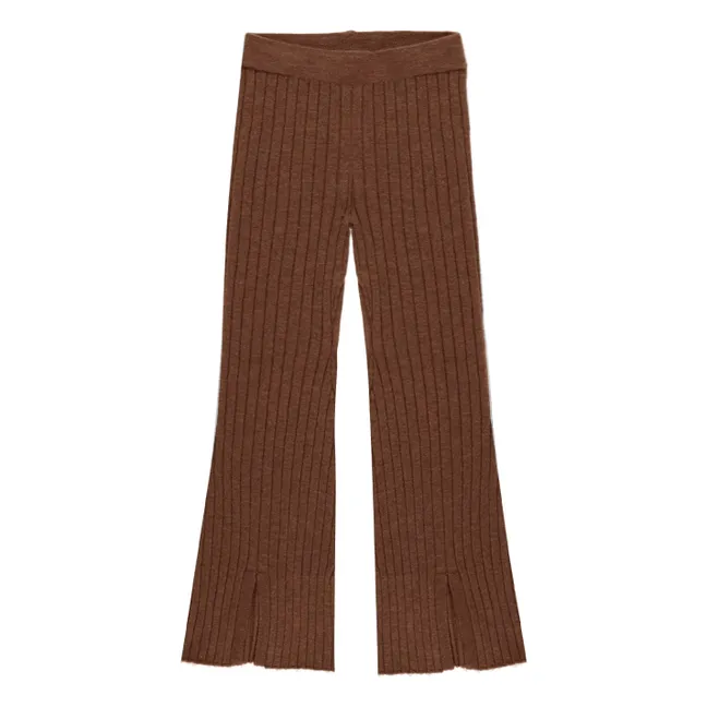 Legging Flare Côtelé Maille | Marron