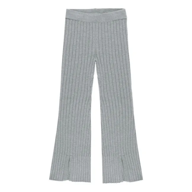 Ribbed Flare Legging | Grey blue