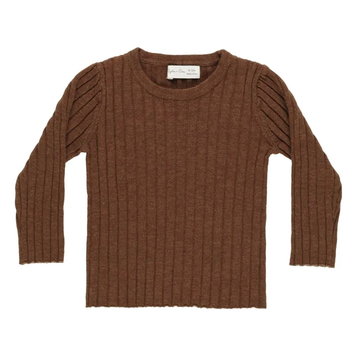 T-shirt Côtelé Maille | Marron- Image produit n°0