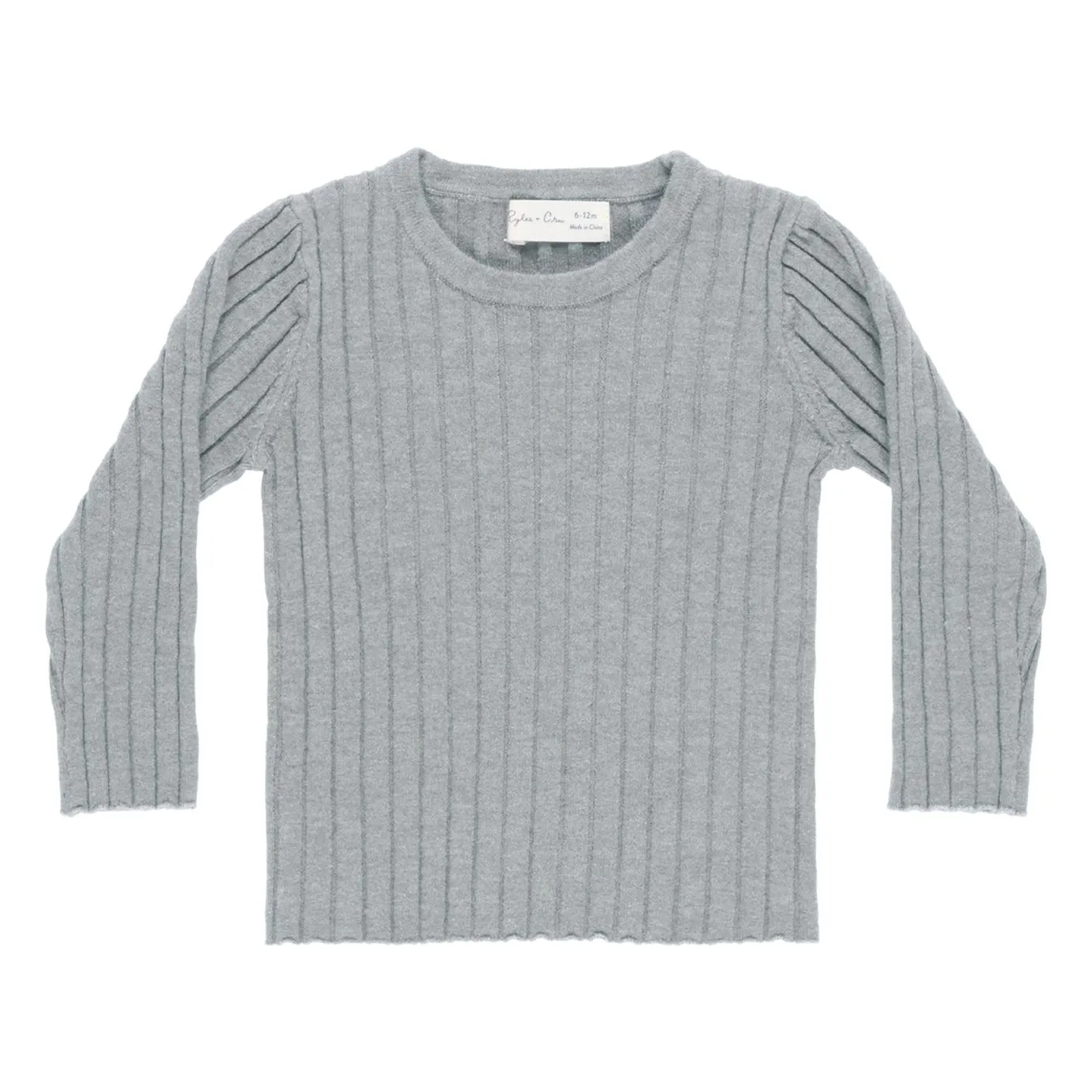 Rylee + Cru Grey Blue Ribbed Mesh T-Shirt
