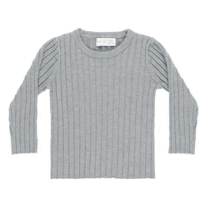 T-shirt Côtelé Maille | Bleu gris- Image produit n°0