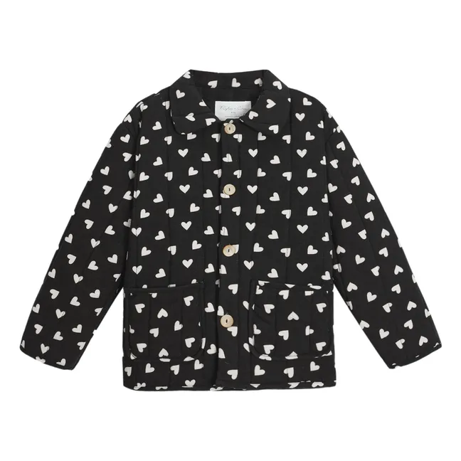 Veste Matelassée Cœurs | Noir
