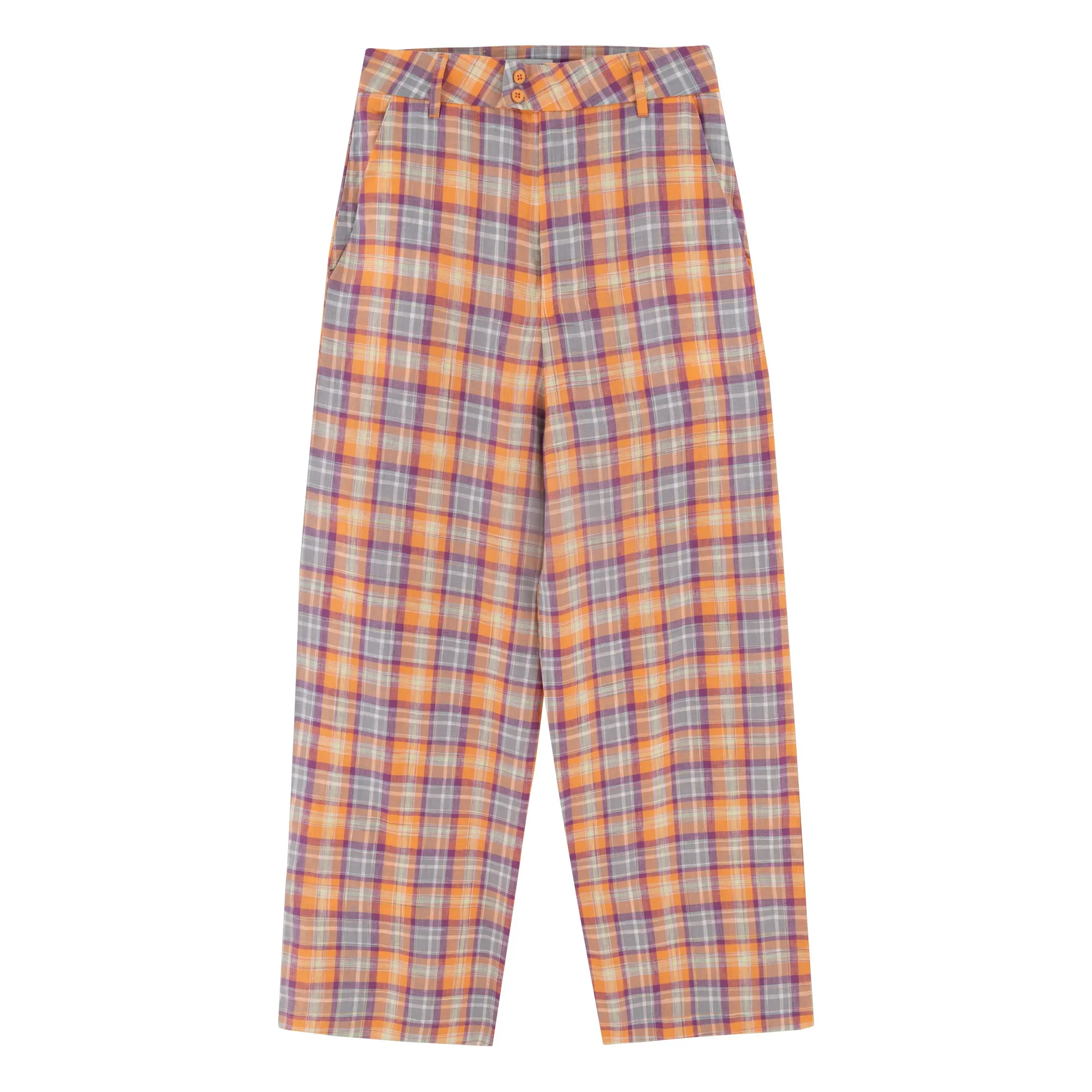 The Tiny Big Sister Orange Check Striped Pants