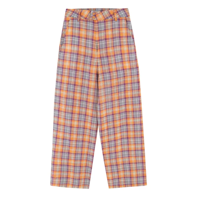 Pantalon Rayé Check | Orange