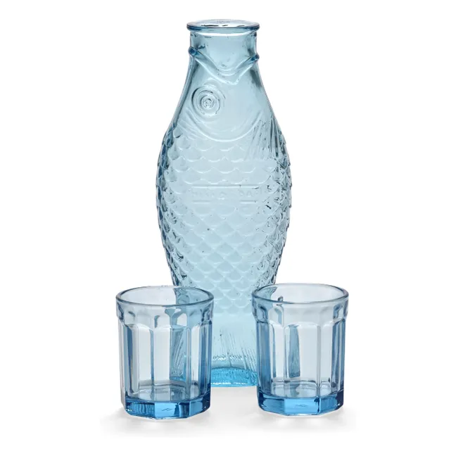 Set Carafe et verres Fish & Fish  | Bleu