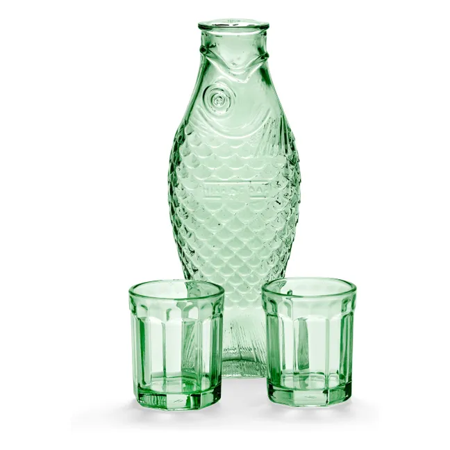 Fish &amp; Fish decanter and glass set  | Green