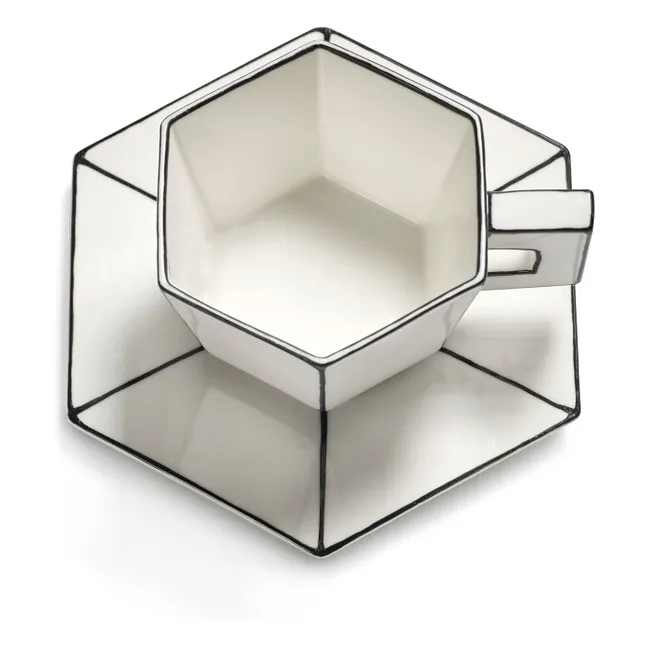 Juego de taza y plato, Annabet Philips - Juego de 2 | Noir/Blanc
