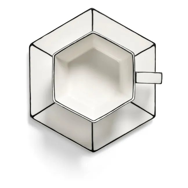 Juego de taza y plato, Annabet Philips - Juego de 2 | Noir/Blanc