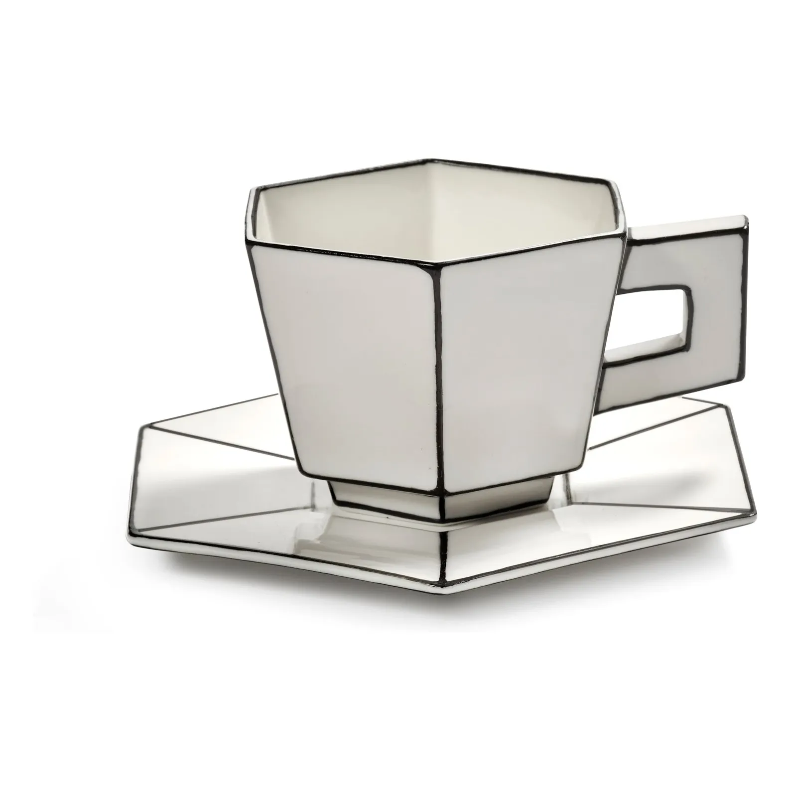 Serax Noir/Blanc Cup And Saucer Set, Annabet Philips - Set Of 2