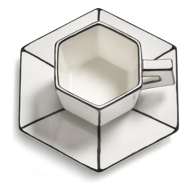 Set tasse expresso et soucoupe, Annabet Philips - Set de 2 | Noir/Blanc