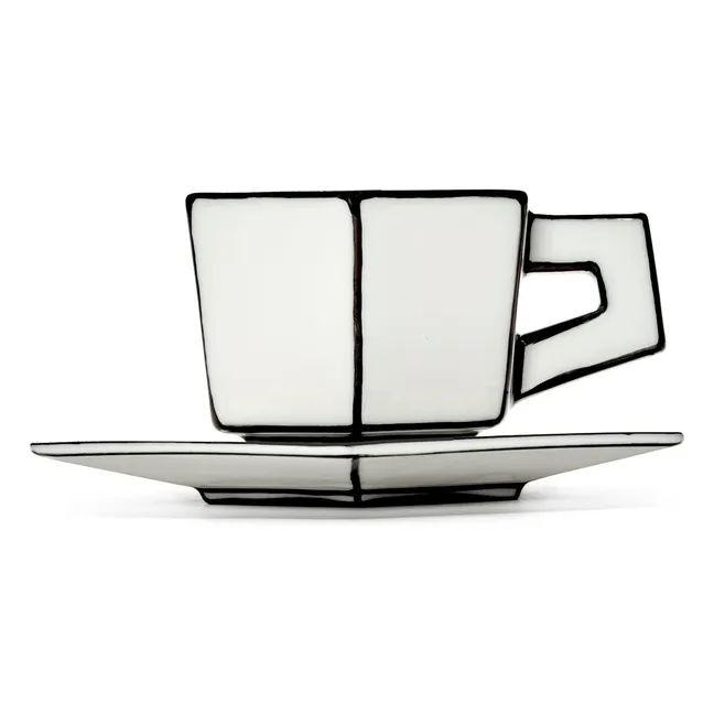 Expresso cup and saucer set, Annabet Philips - Set of 2 | Noir/Blanc