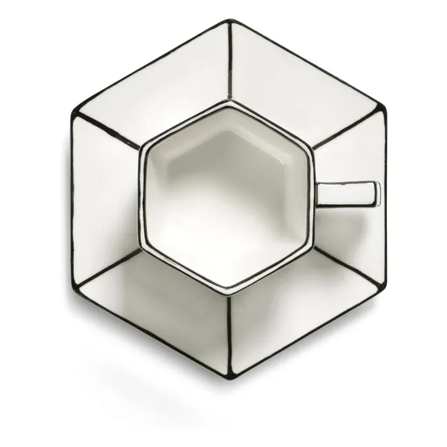 Set di tazze e piattini per espresso, Annabet Philips - Set di 2 | Noir/Blanc