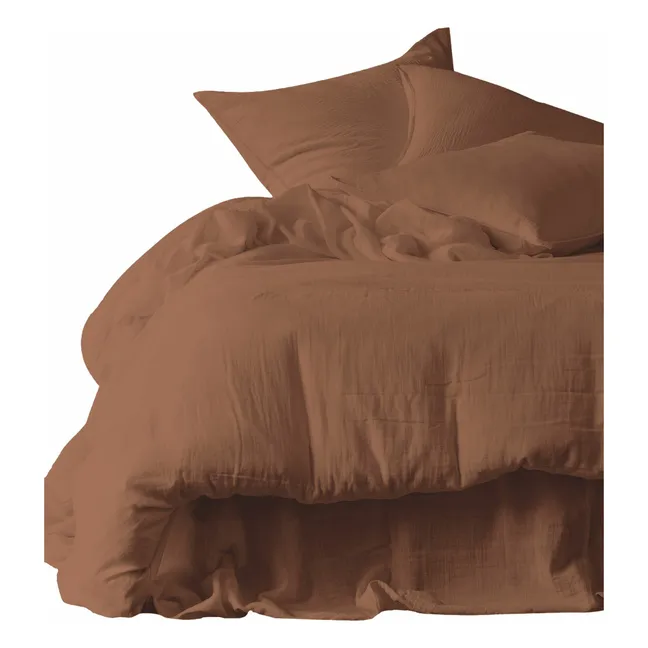 Fundas de almohada de gasa de algodón Mykonos - Lote de 2 | Mocaccino