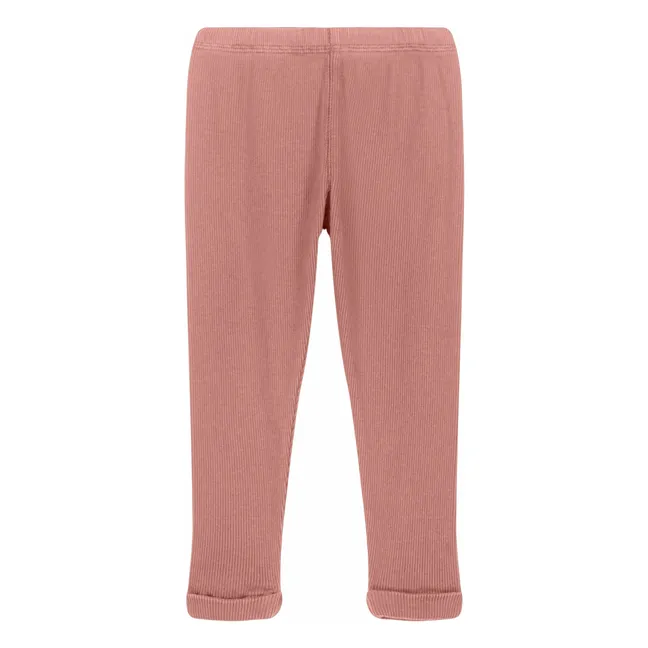 Legging Côtelé Rom-Pom Coton Bio | Rose