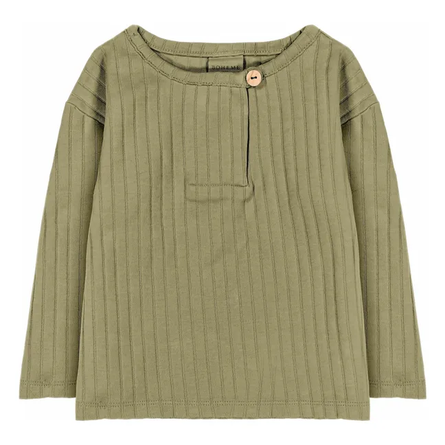 T-shirt Côtelé Orso Coton Bio | Vert kaki clair