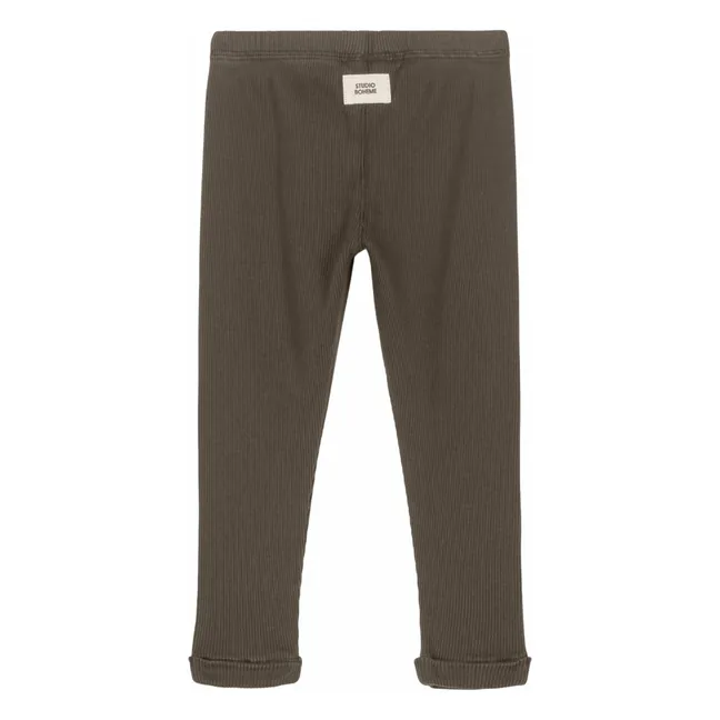Legging Côtelé Rom-Pom Coton Bio | Taupe