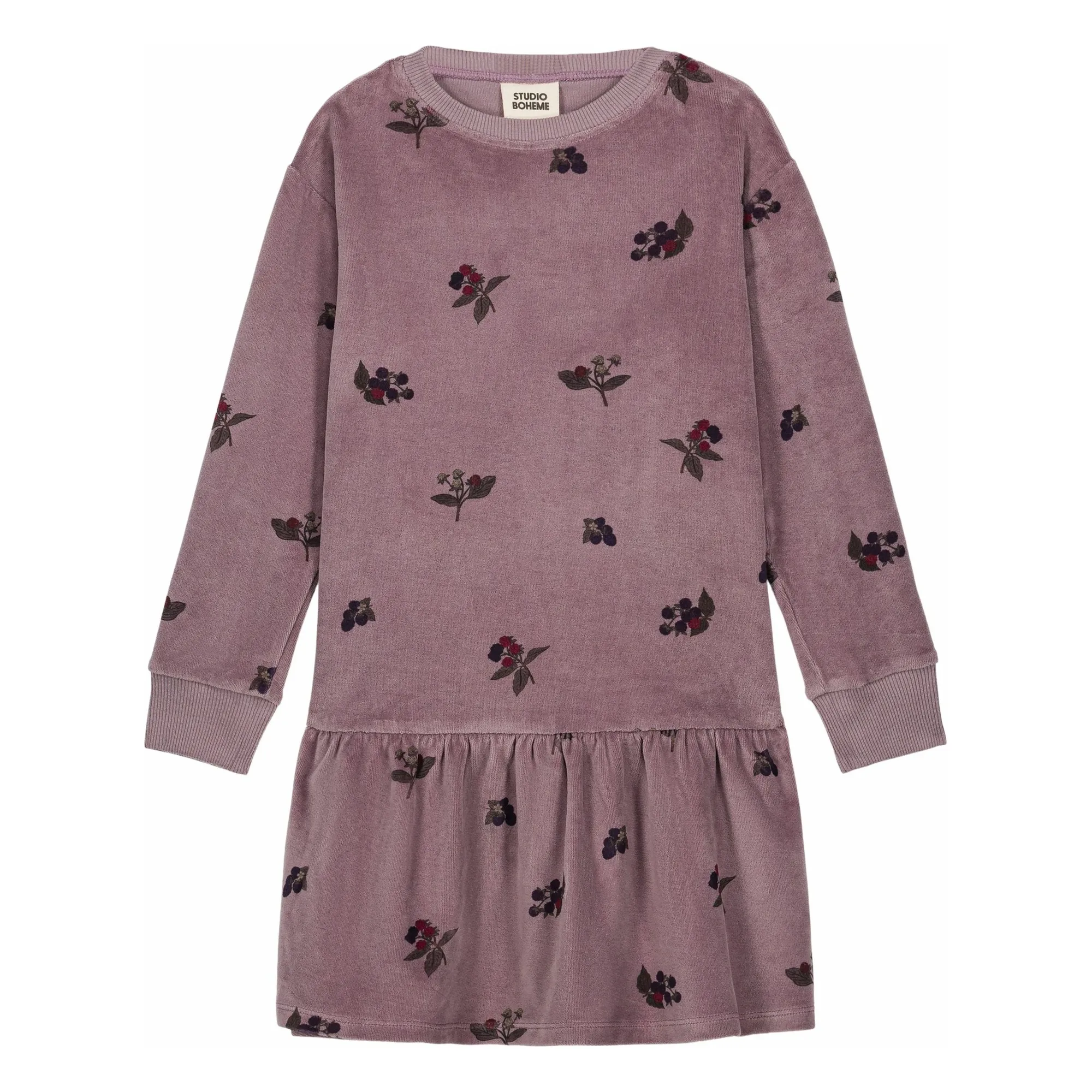 Studio Bohème Girls Mauve Chicas Mûres Organic Cotton Velvet Dress