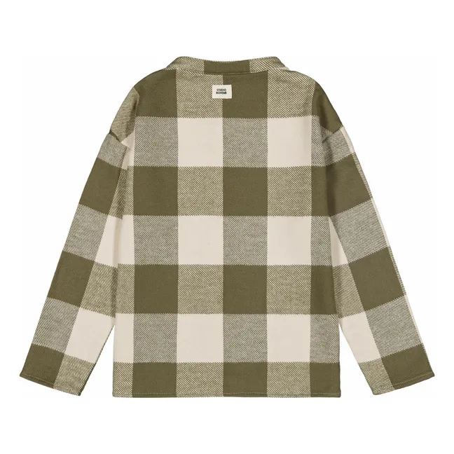 Chemise Jim Carreaux Coton Bio | Vert kaki