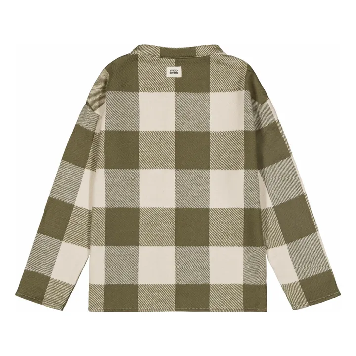 Chemise Jim Carreaux Coton Bio | Vert kaki- Image produit n°4