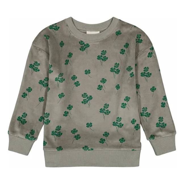 Sudadera de algodón ecológico Bart Trèfles Velours | Gris